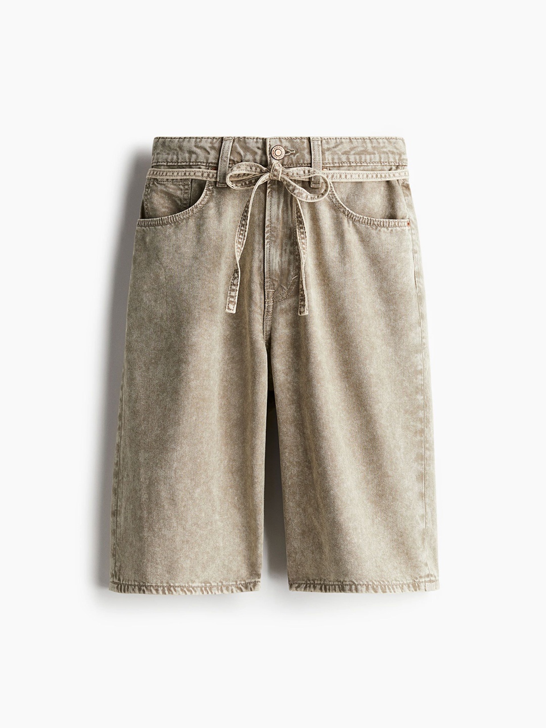 

H&M Women Bermuda Super Baggy Low Denim Shorts, Beige