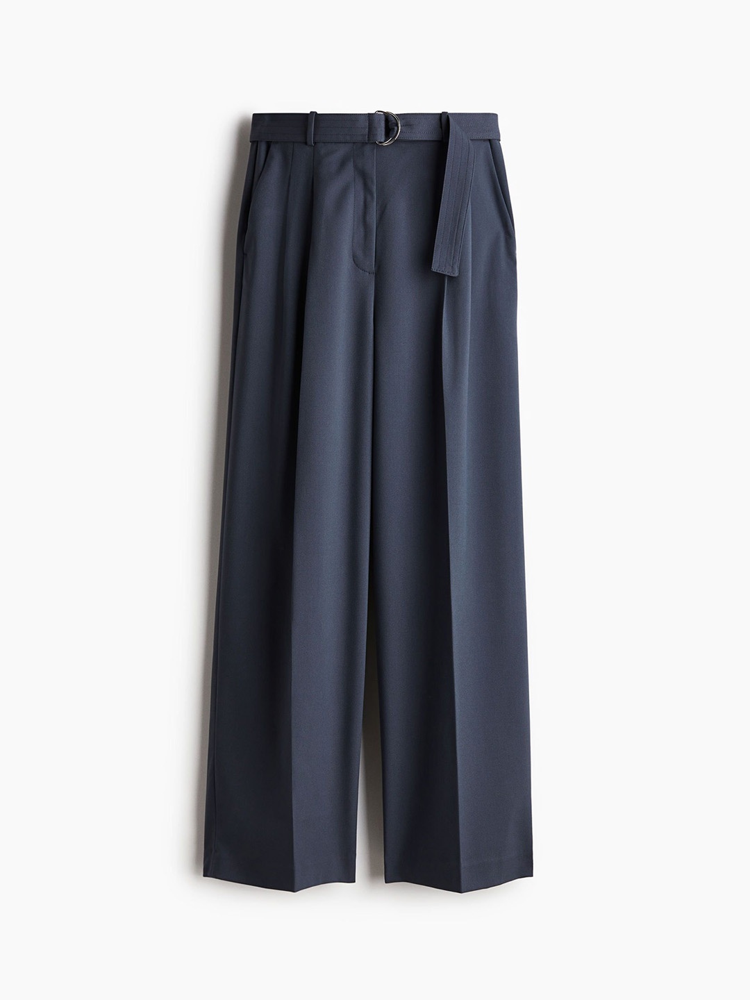 

H&M Women Wide Belted Trousers, Blue