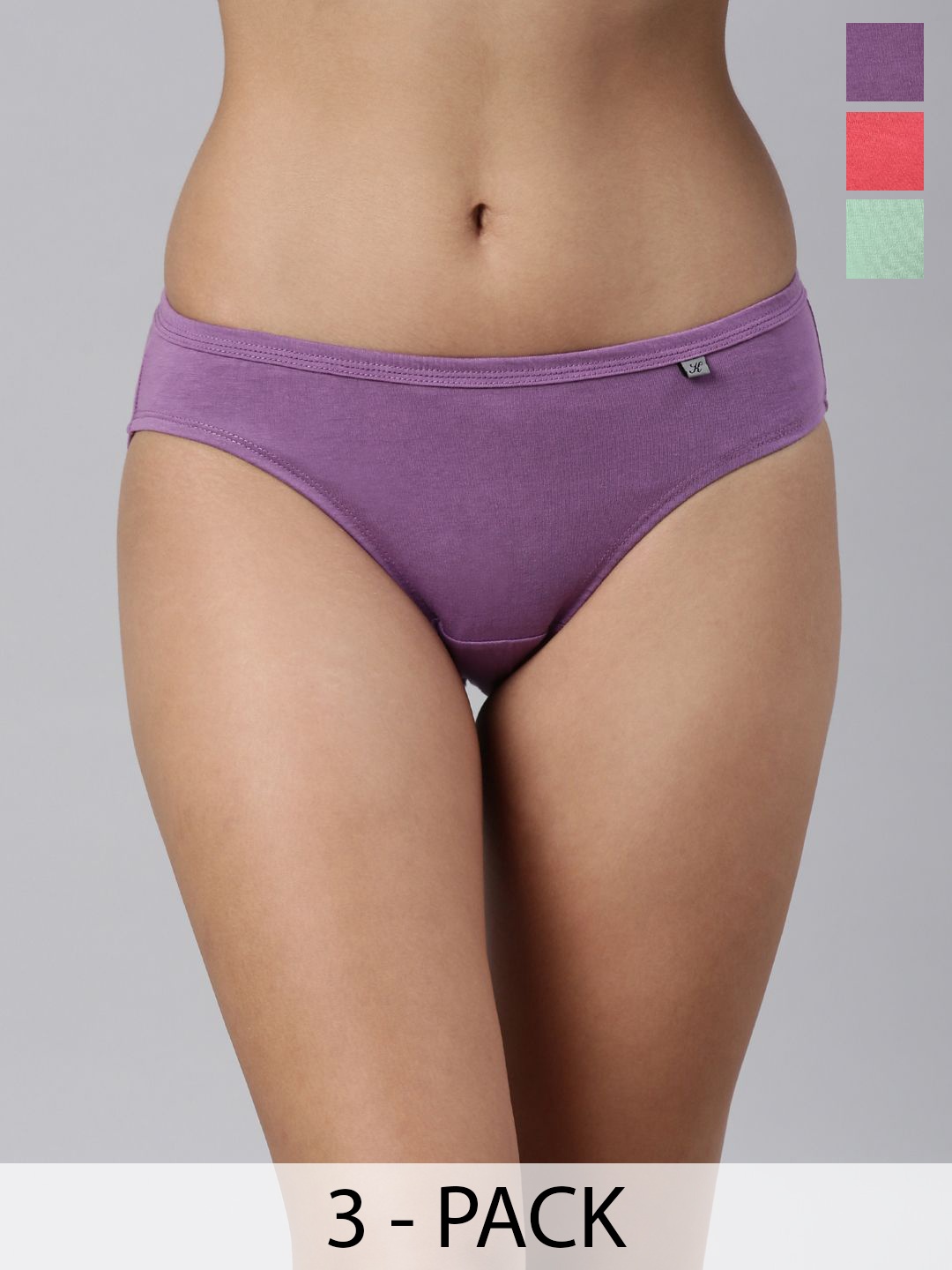 

Kryptic Women Pack Of 3 Cotton Bikini Briefs, Green