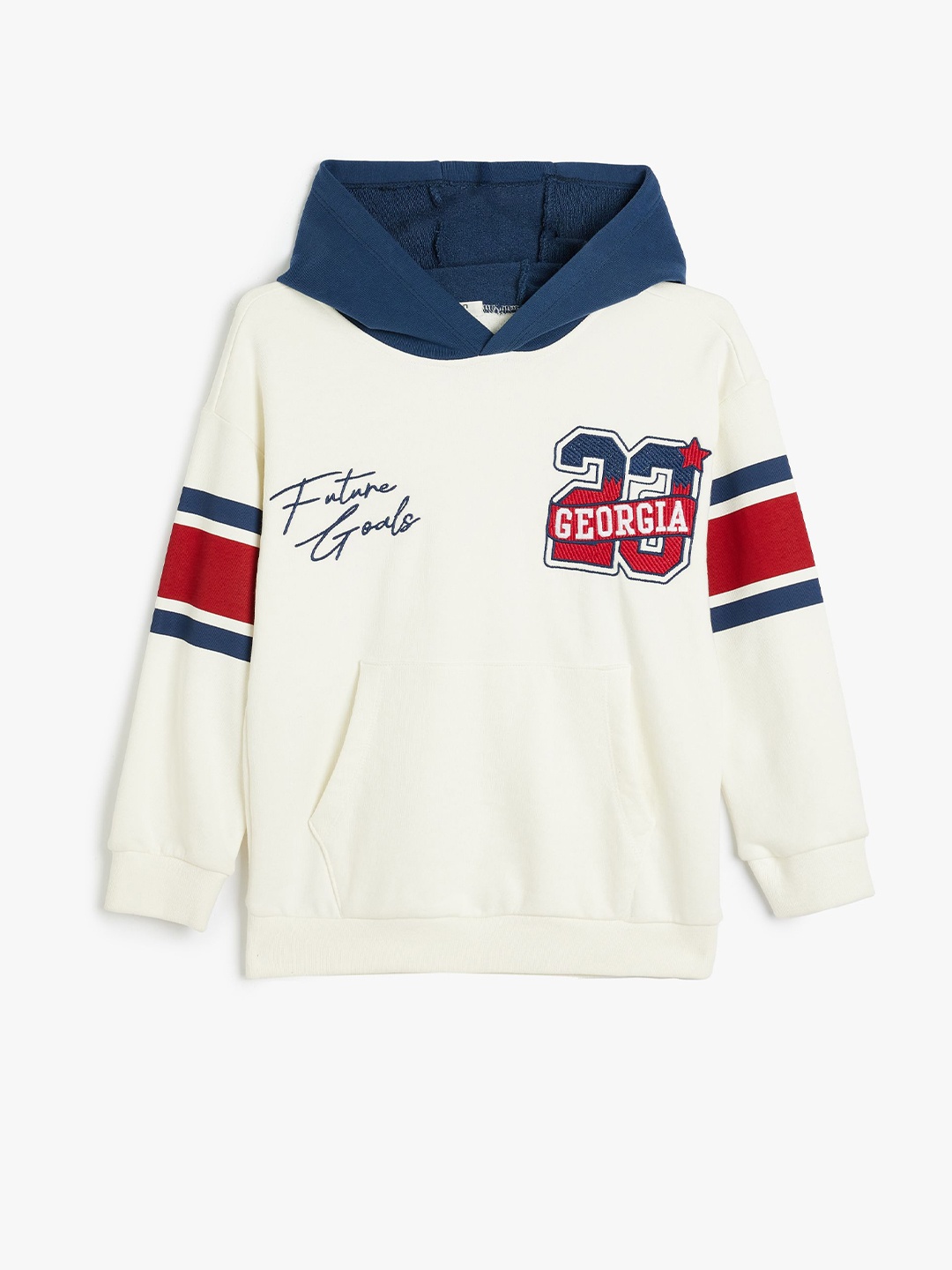 

Koton Boys Typography Printed Hood Cotton Pullover Sweatshirt, White