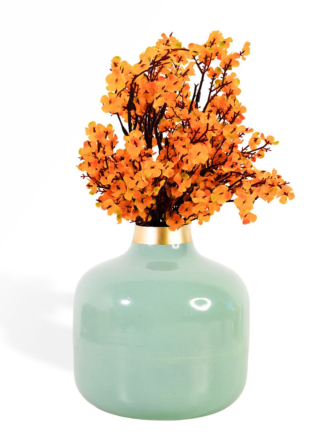 

Ekhasa Aqua Blue & Gold Toned Metal Enamel Flower Vase