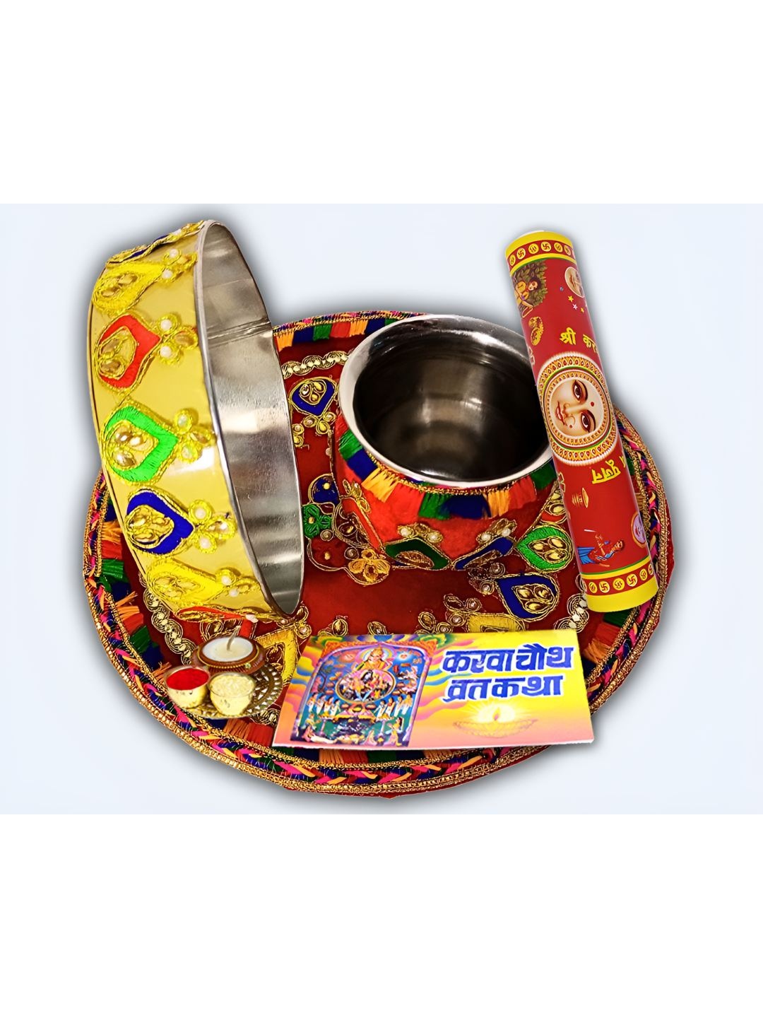 

ME & YOU Red & Yellow Karwa Chauth Puja Thali
