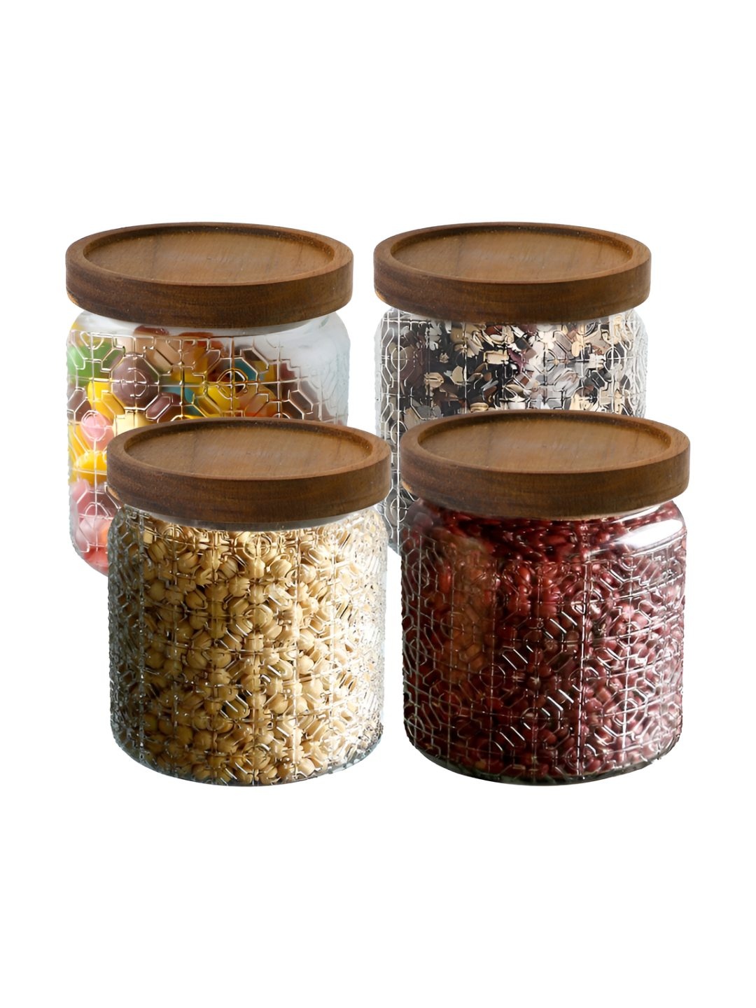 

The Better Home Transparent & Brown 4 Pieces Glass Core Container 500ml