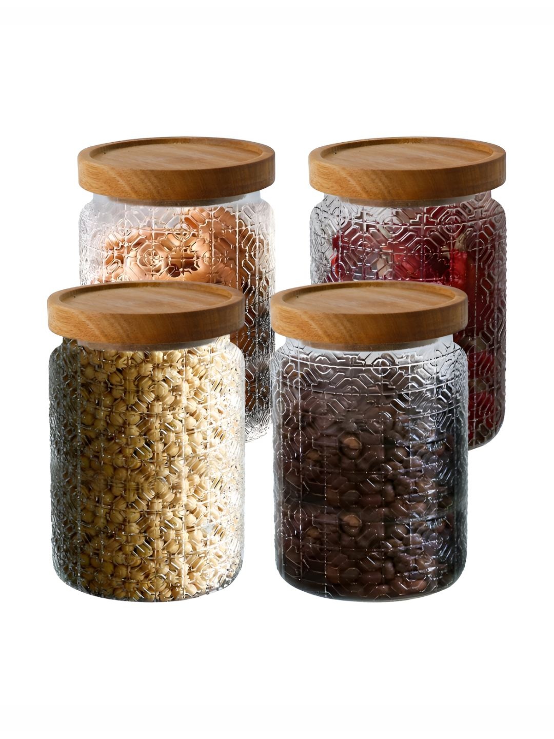 

The Better Home Transparent & Brown 4 Pieces Glass Core Container 800ml