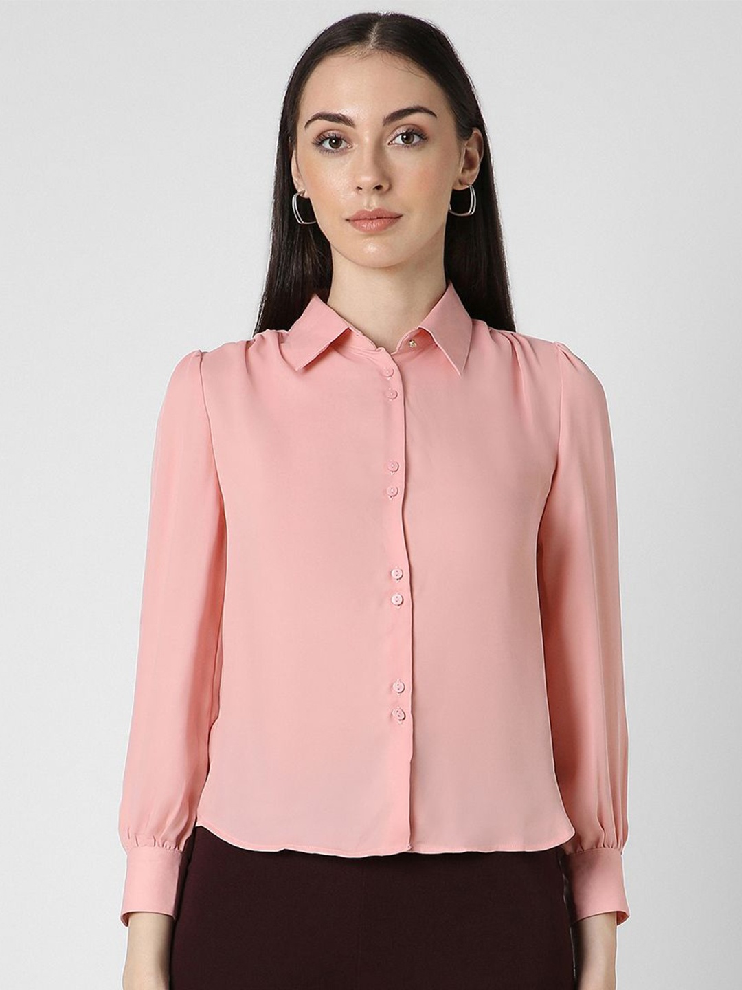 

Van Heusen Woman Spread Collar Solid Formal Shirt, Pink