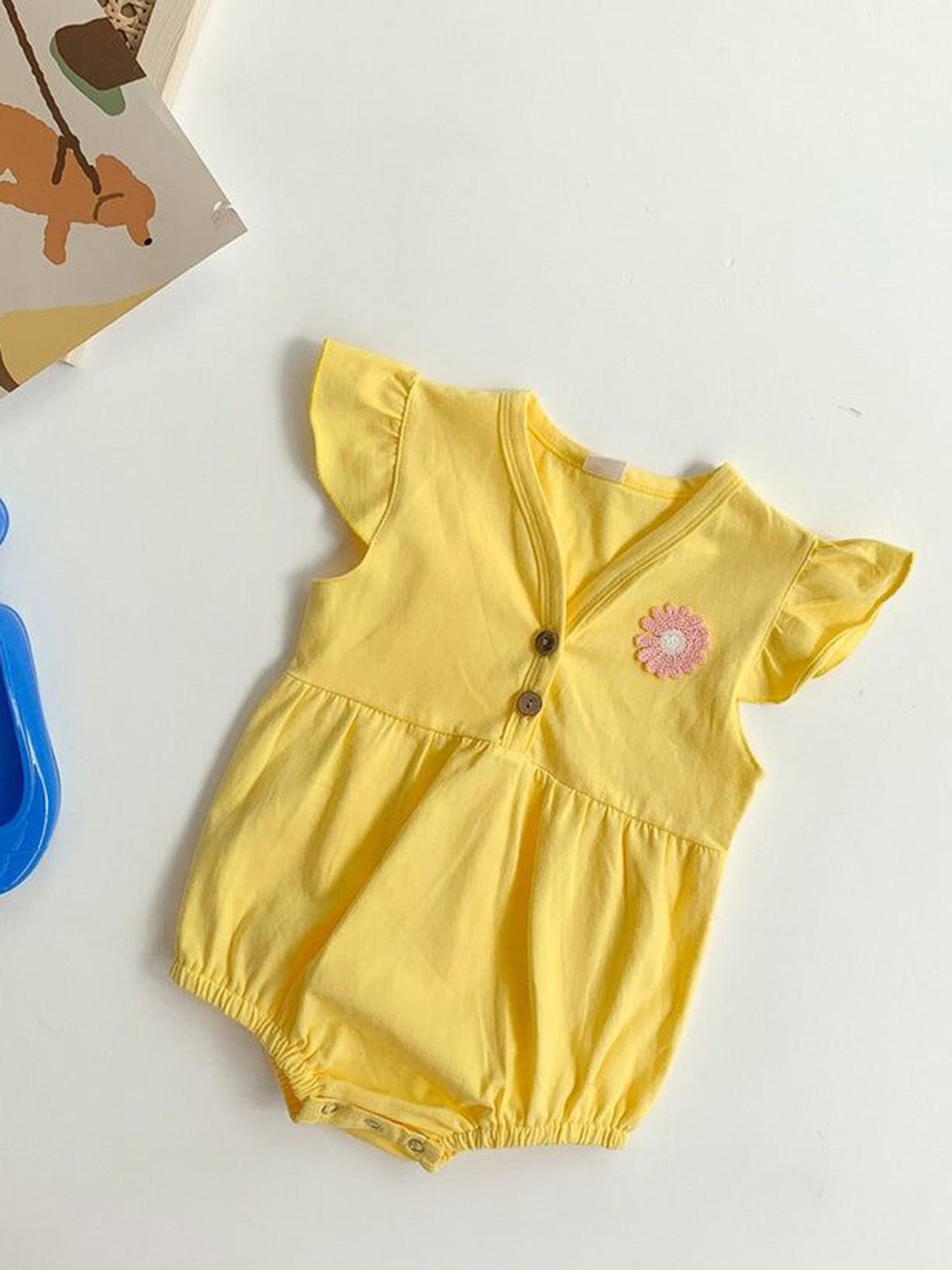 

Ju Ju Jam Infants Girls Solid Cotton Romper, Yellow