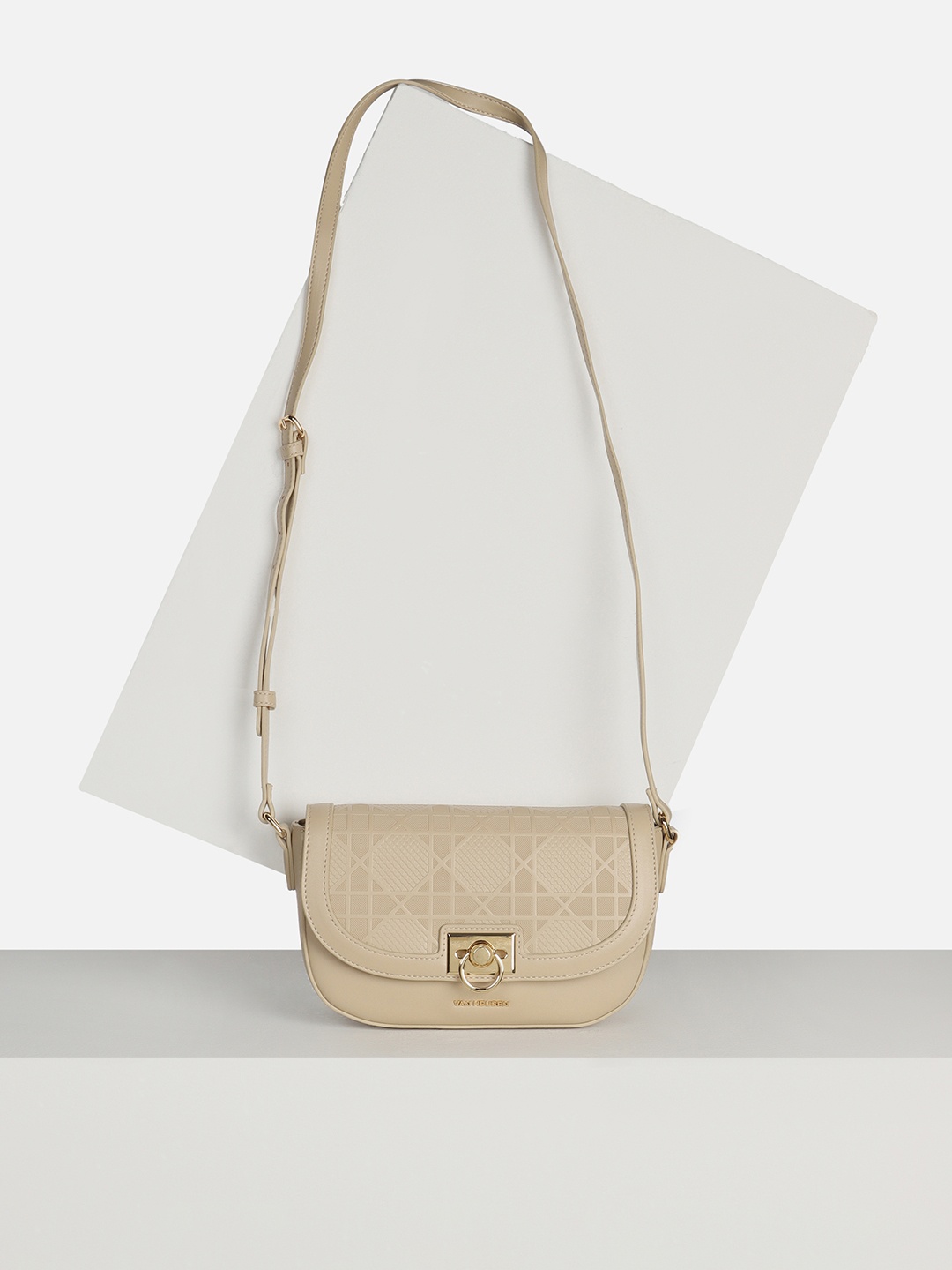 

Van Heusen Woman Geometric Printed Sling Bag, Beige