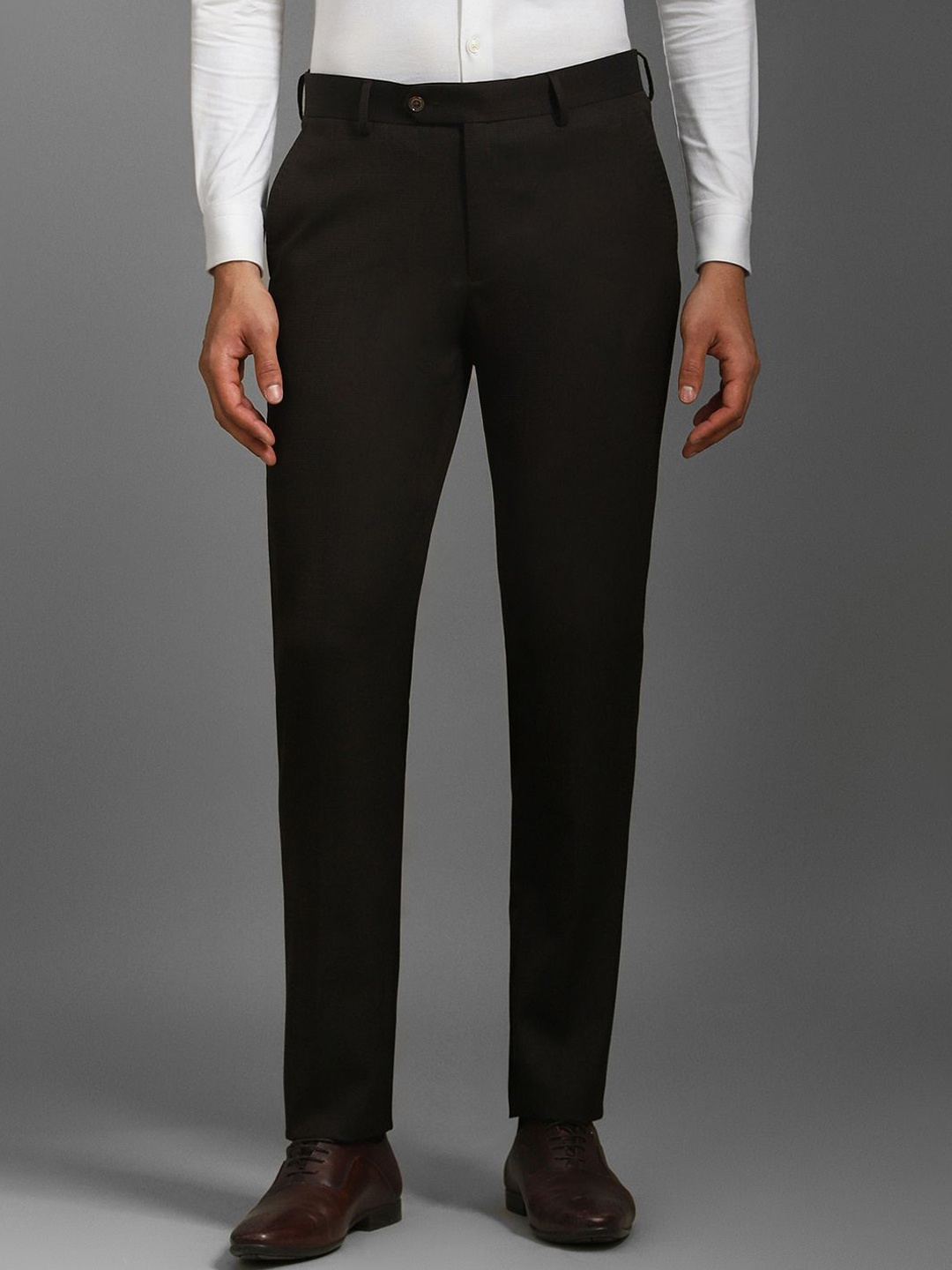 

Louis Philippe Men Checked Slim Fit Trousers, Brown