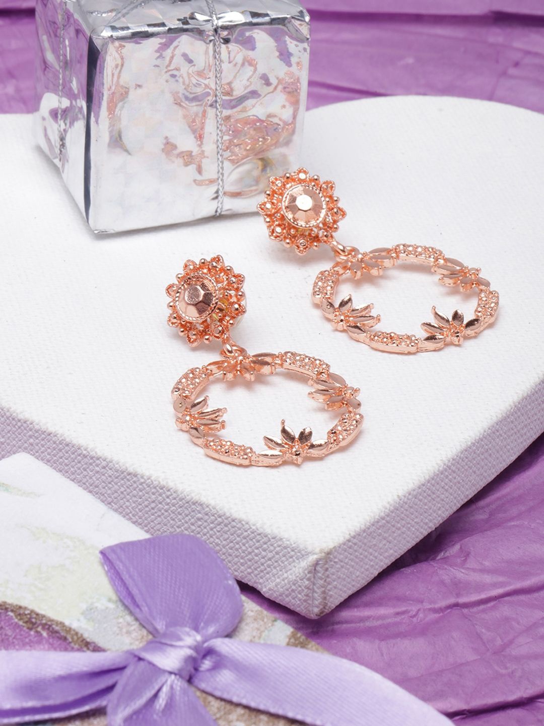 

KPOP Rose Gold Plated Contemporary Drop Earrings