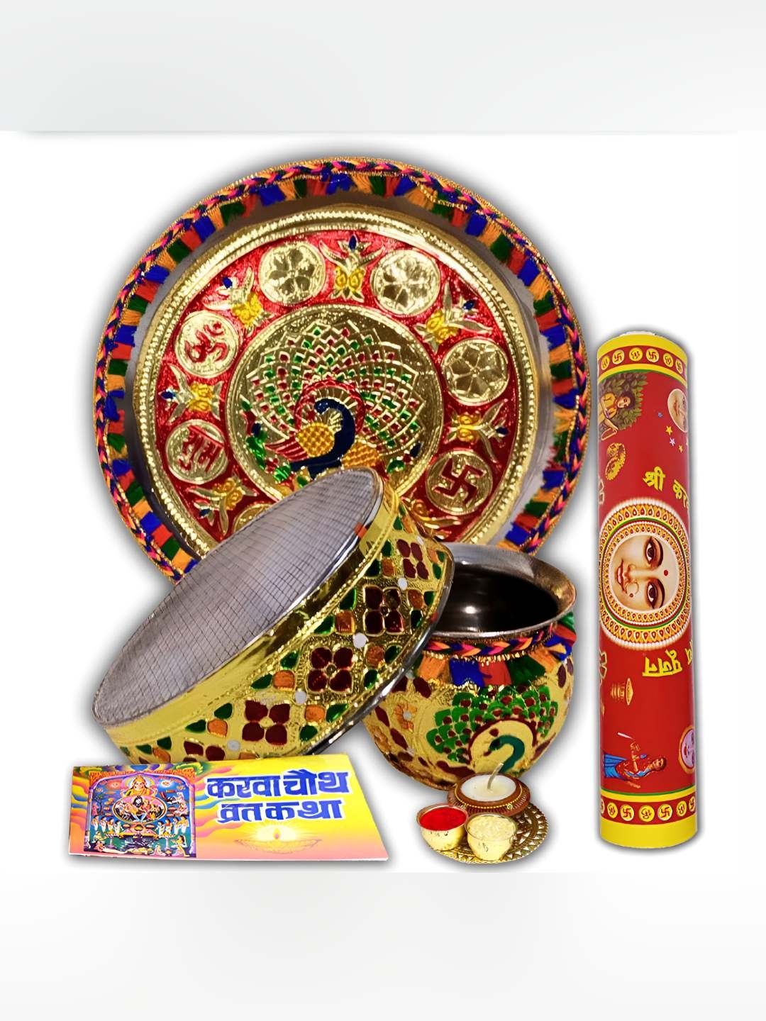 

ME & YOU Red & Yellow Karwa Chauth Puja Thali