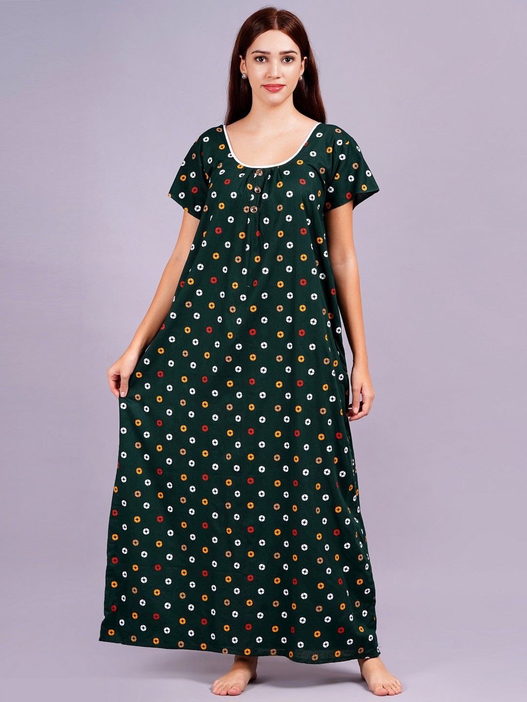 

Breezly Printed Maxi Nightdress, Green