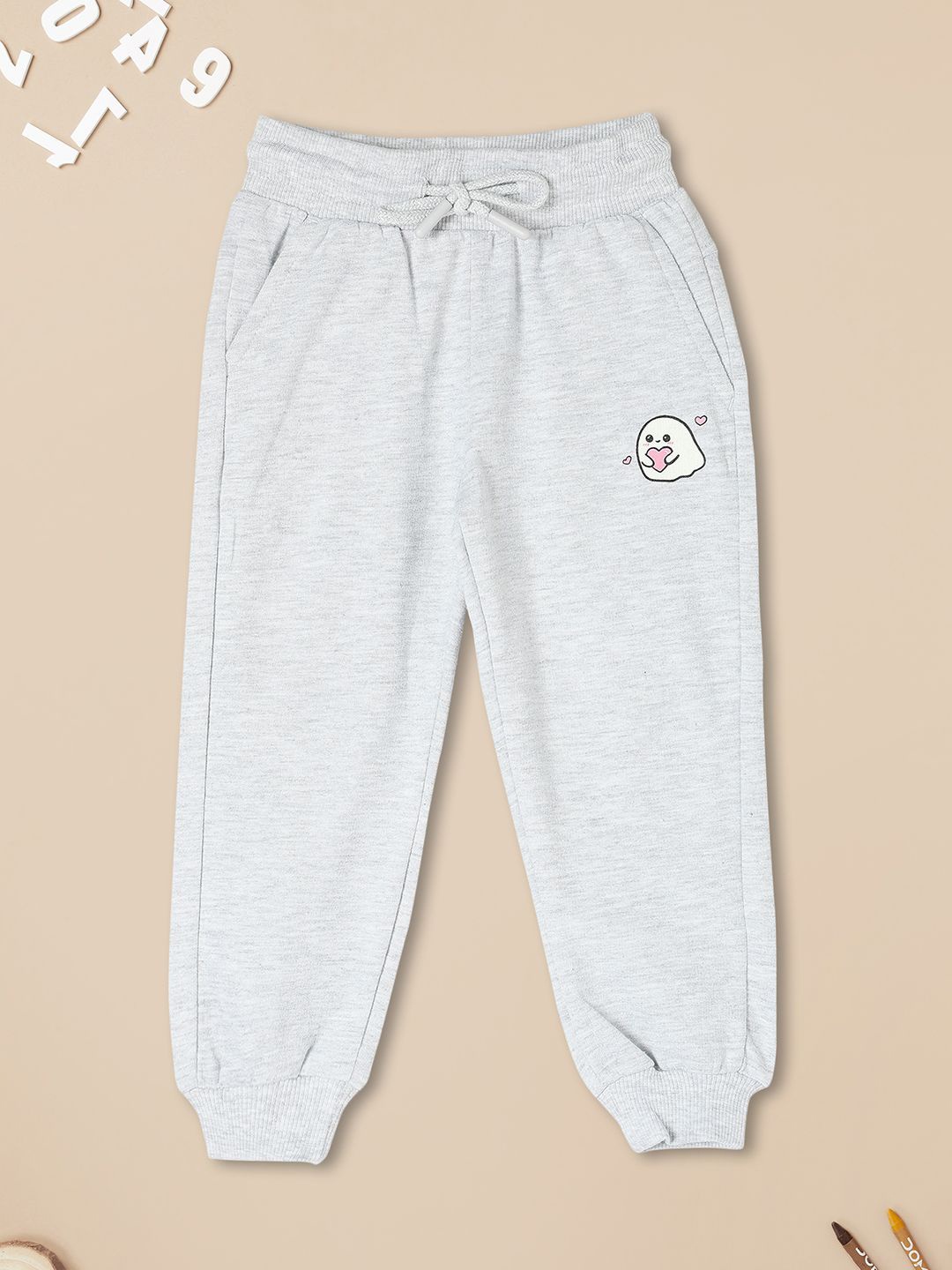 

max Girls Cotton Regular Fit Mid-Rise Jogger Track Pants, Grey