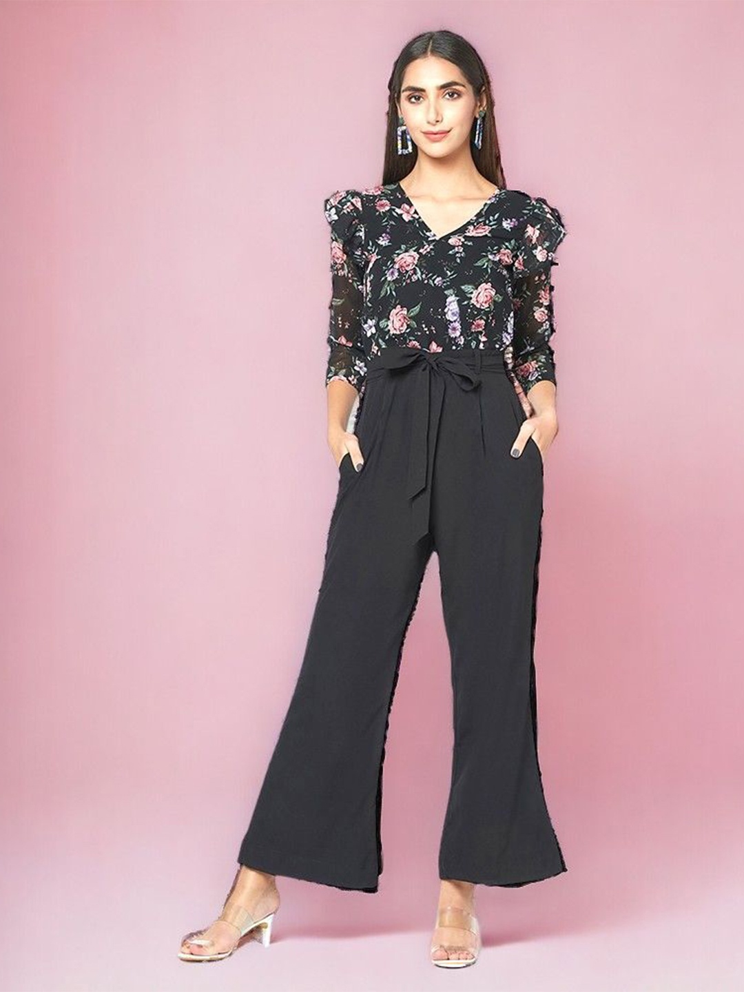

SQew Printed Basic Jumpsuit, Black