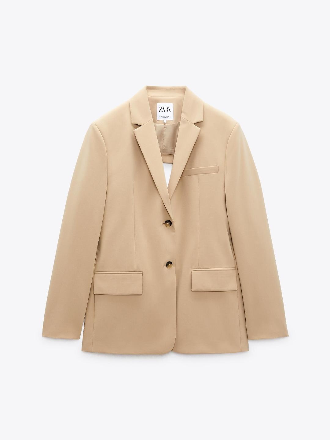 

ZARA Women Single-Breasted Blazer, Cream