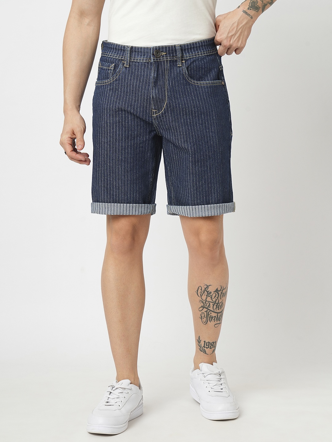 

Mast & Harbour Men Slim Fit Cotton Denim Shorts, Na