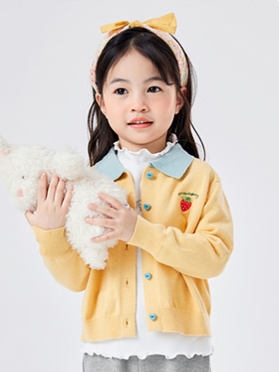 

LULU & SKY Girls Solid Cardigan Sweater, Yellow
