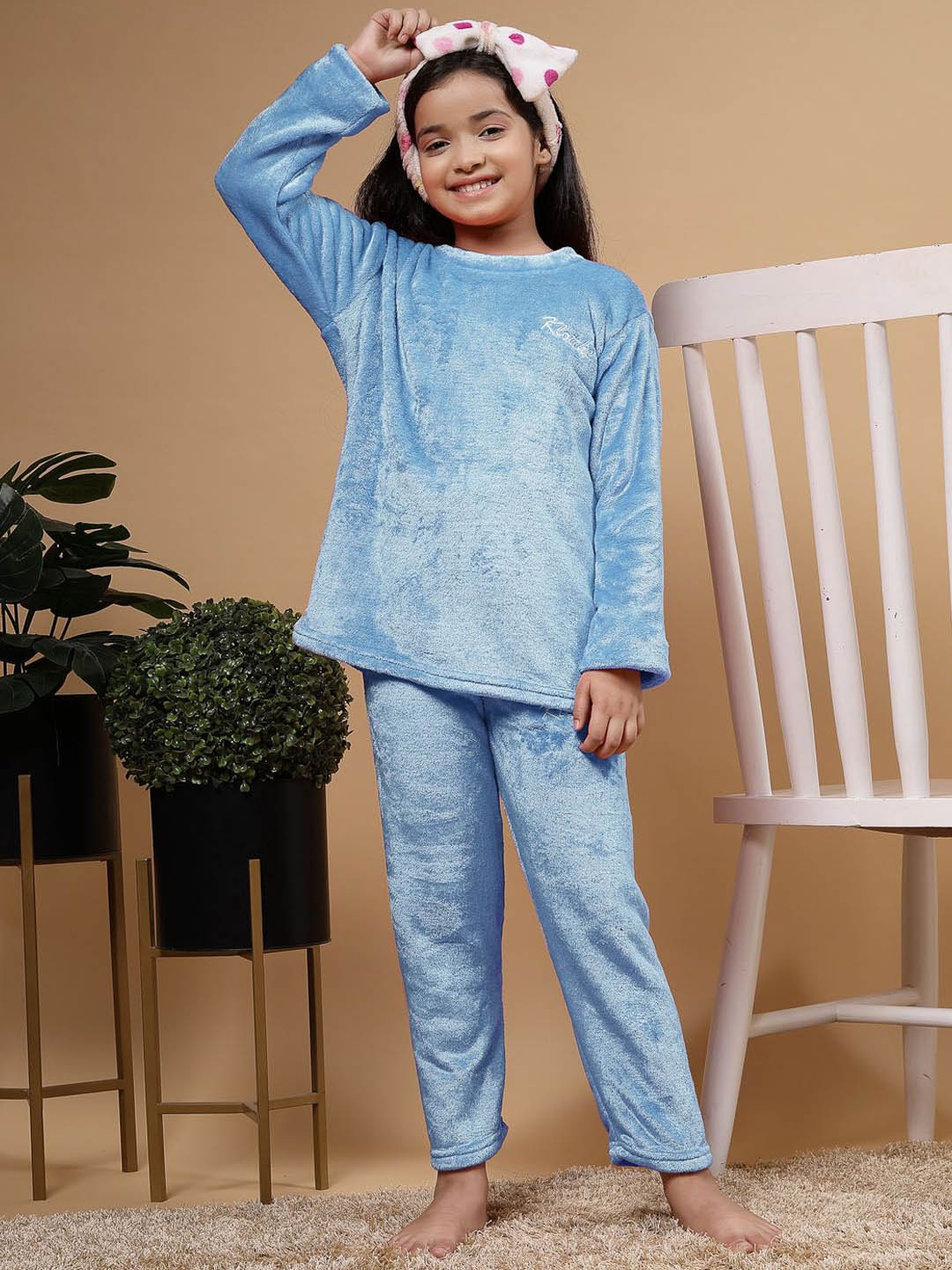 

KLOTTHE Kids Solid Wool Night Suit, Blue