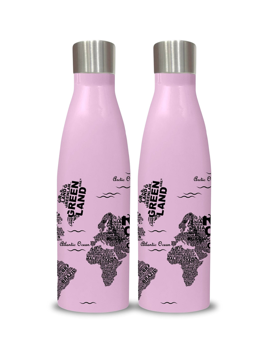 

CLAY CRAFT Pink & Black 2 Pieces Stainless Steel Printed Water Bottle 750 ml