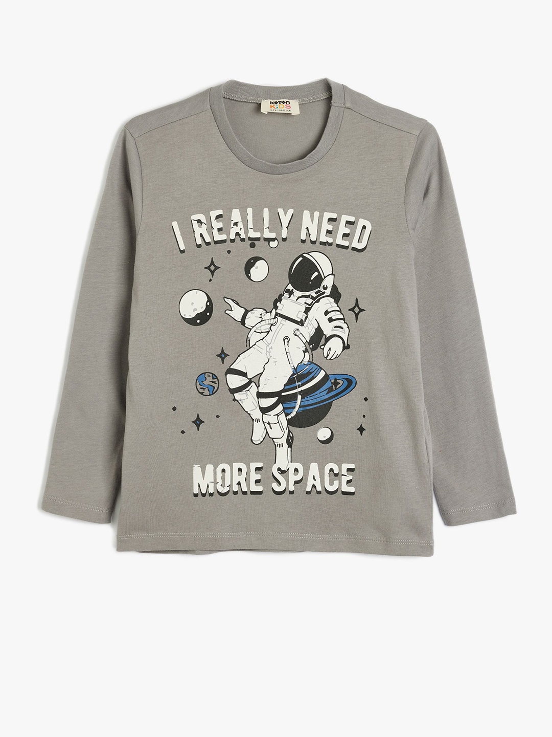 

Koton Boys Graphic Printed Round Neck Cotton T-shirt, Grey