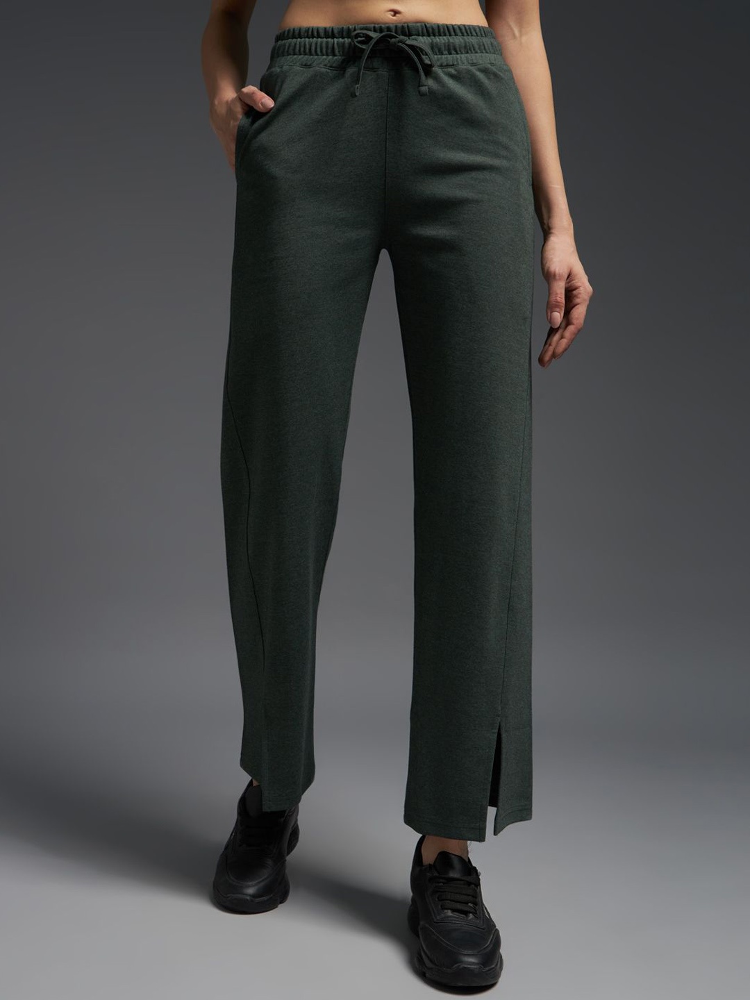 

MKH Women Mid-Rise Cotton Track Pants, Olive