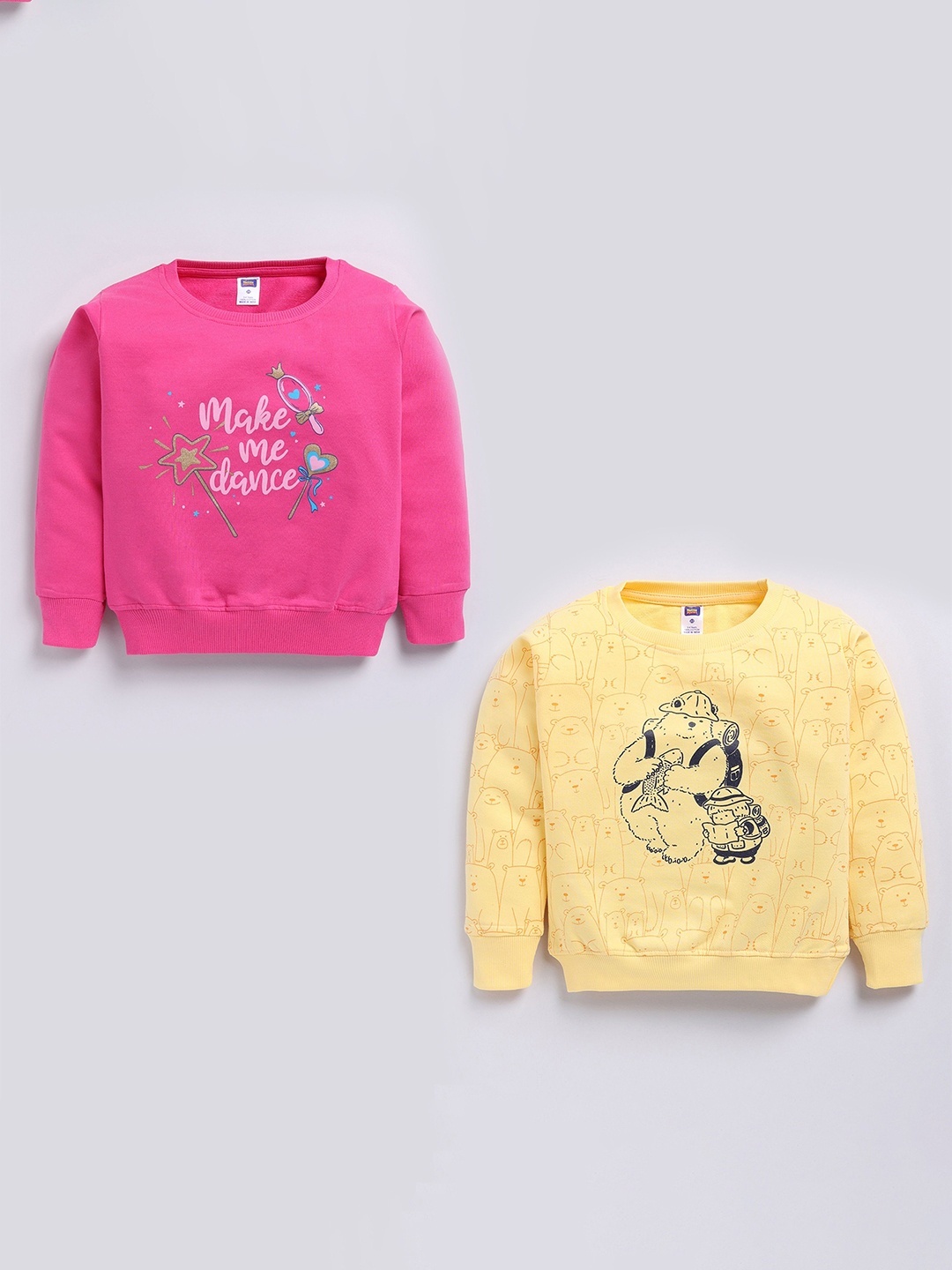 

Nottie Planet Pack of 2 Girls Graphic Printed Cotton Pullover Sweatshirts, Fuchsia