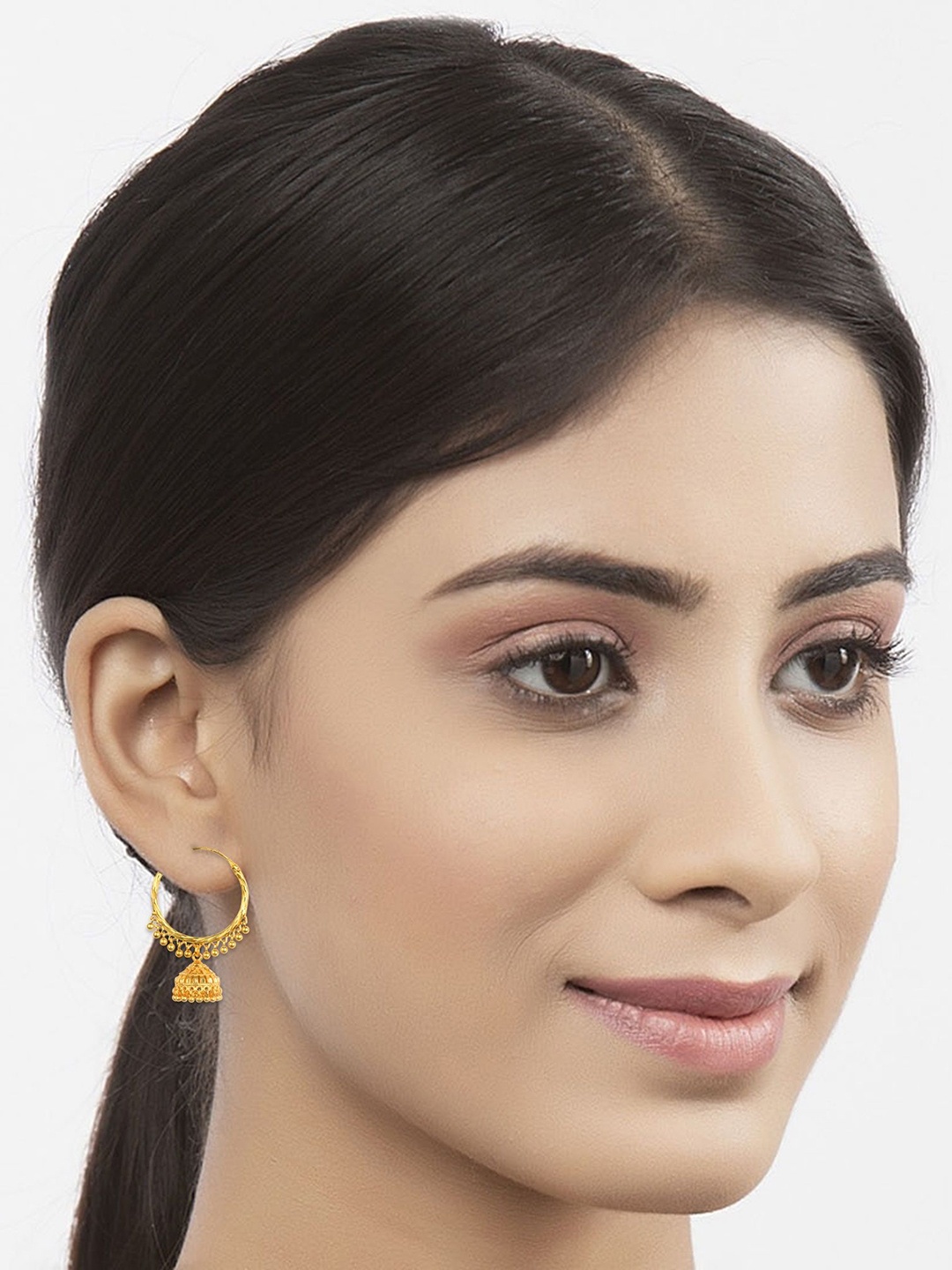 

Lila Gold Plated Temple Circular Jhumkas Earrings