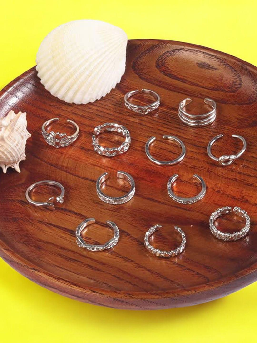 

fabula Set of 12 Adjustable Toe Rings, Silver