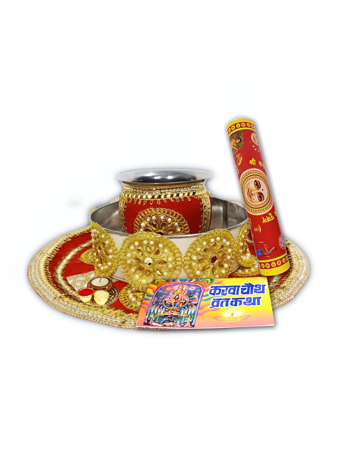 

ME & YOU Red & Yellow Karwa Chauth Puja Thali