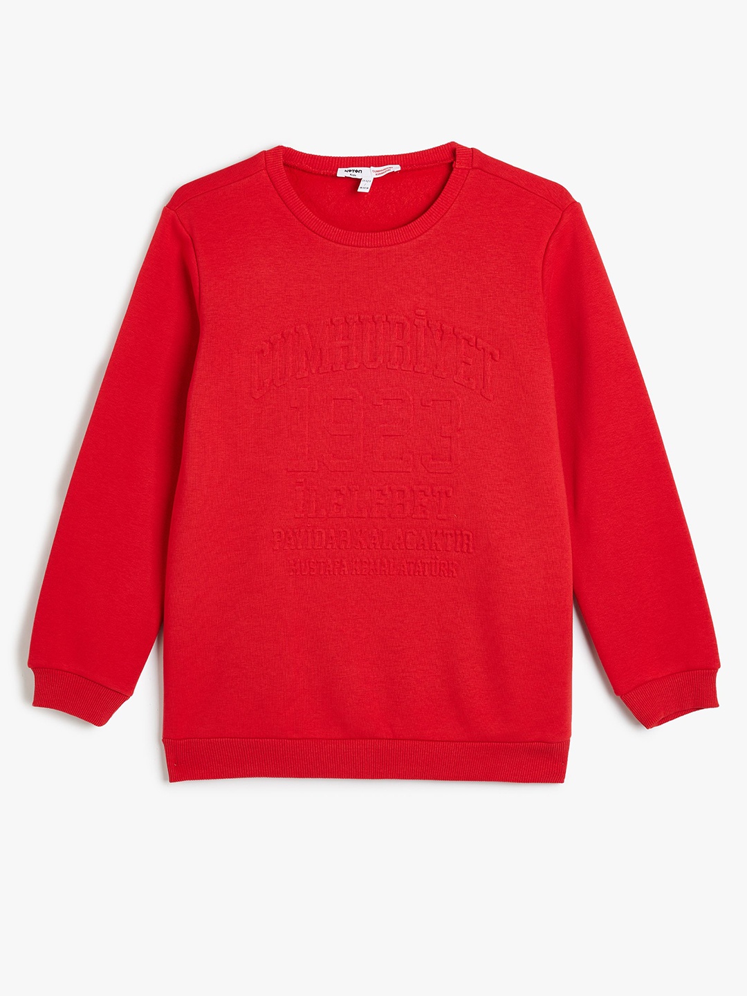 

Koton Boys Typography Self Design Round Neck Cotton Pullover Sweatshirt, Pink