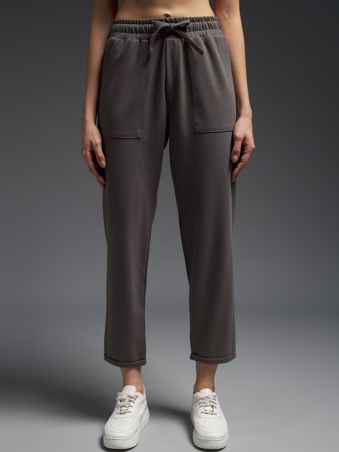

MKH Women Cotton Mid-Rise Track Pants, Grey