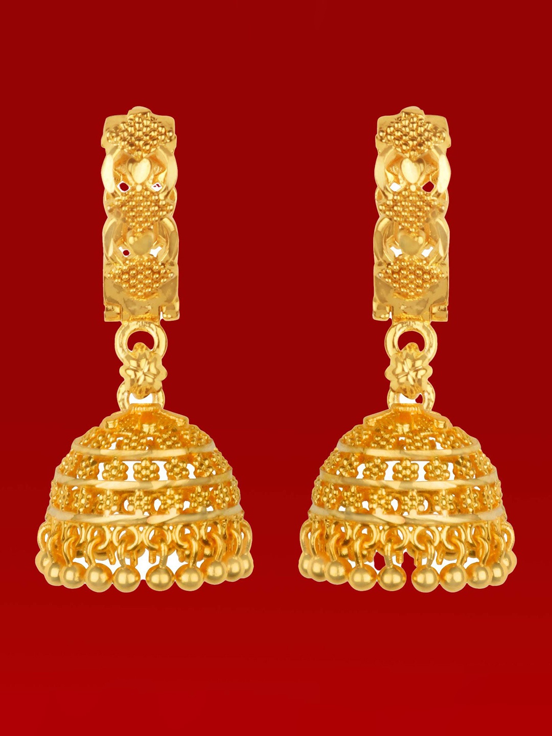 

Heer Collection Contemporary Jhumkas Earrings, Gold