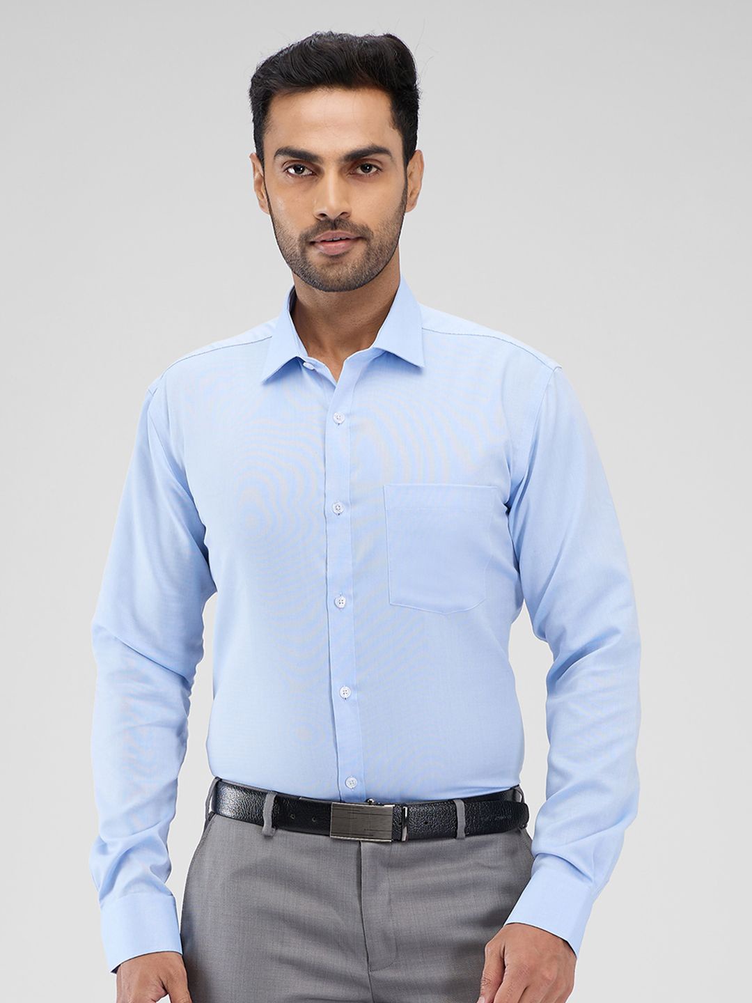 

Park Avenue Men Cutaway Collar Solid Cotton Slim Fit Formal Shirt, Blue