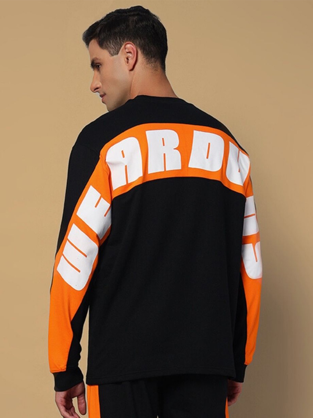 

WEARDUDS Men Colourblocked Round Neck Cotton Pullover Sweatshirt, Black