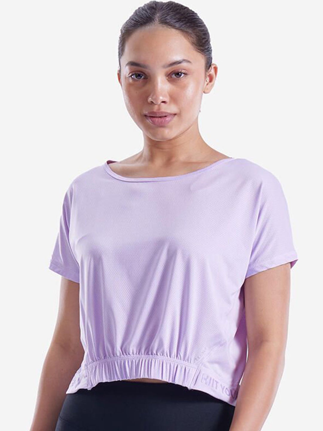 

Domyos By Decathlon Women Solid Round Neck Crop Top, Lavender