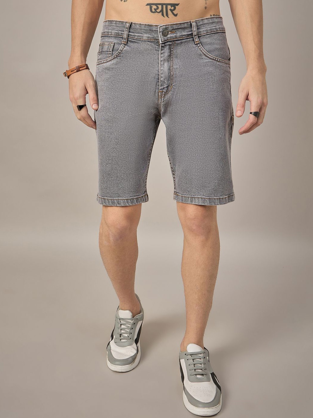 

STUDIO NEXX Men Washed Relaxed Fit Denim Shorts Technology, Grey
