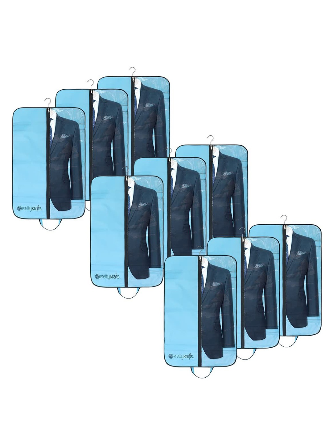 

prettykrafts Blue & Black 9 Pieces Printed Reusable Blazer cover Organisers