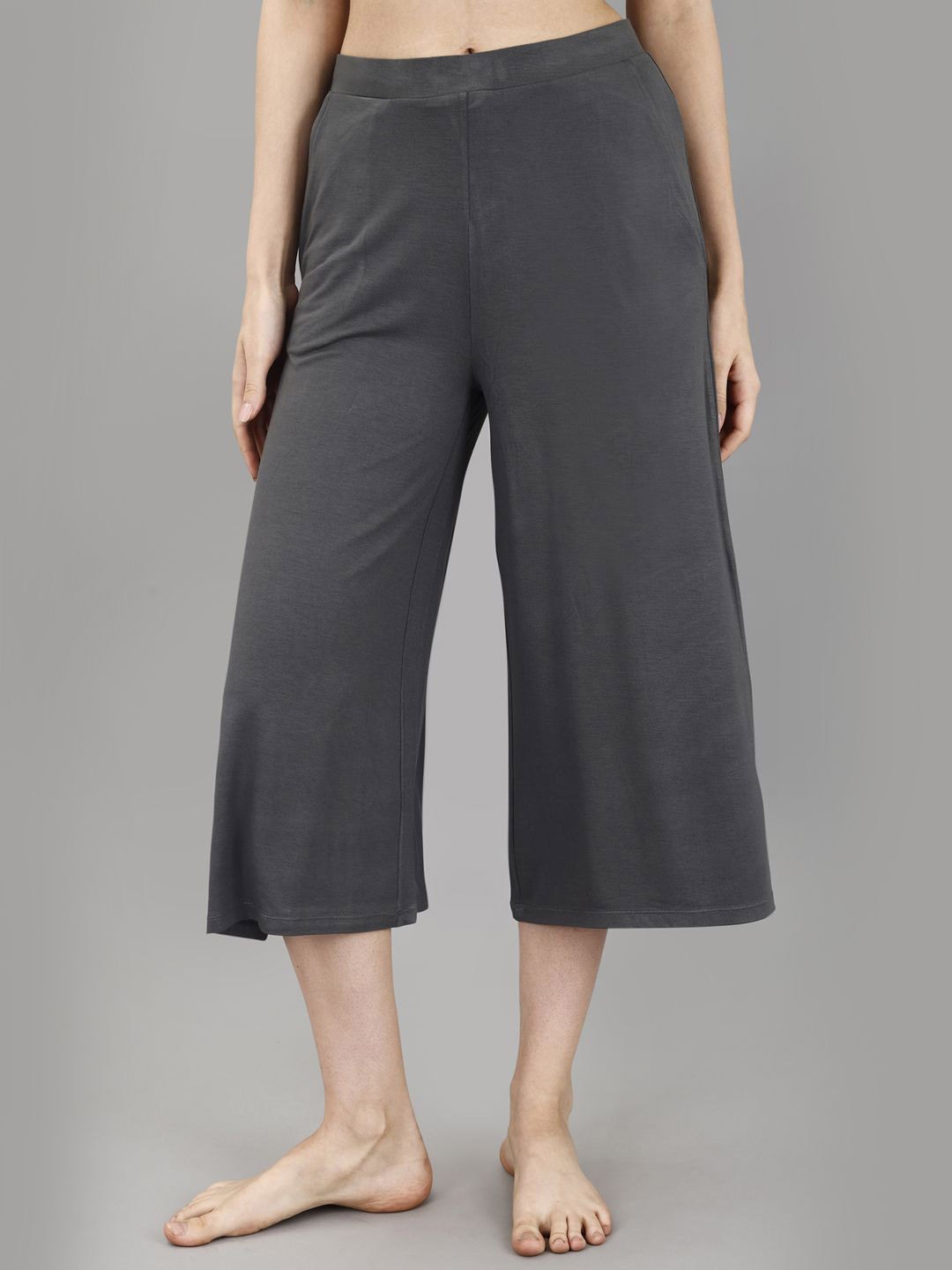 

Soie Mid-Rise Below Knee-length Flared Lounge Pants, Grey