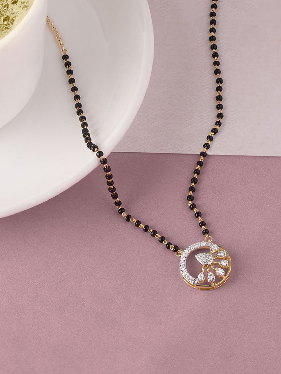 

Mia by Tanishq 14KT Gold-Plated Diamond Mangalsutra 6.995 gm, Yellow