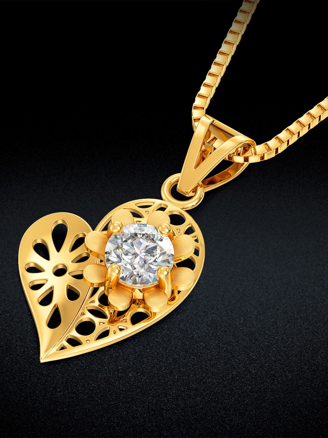 

Joyalukkas 22KT Stone Studded Tender Heart Pendant, Gold
