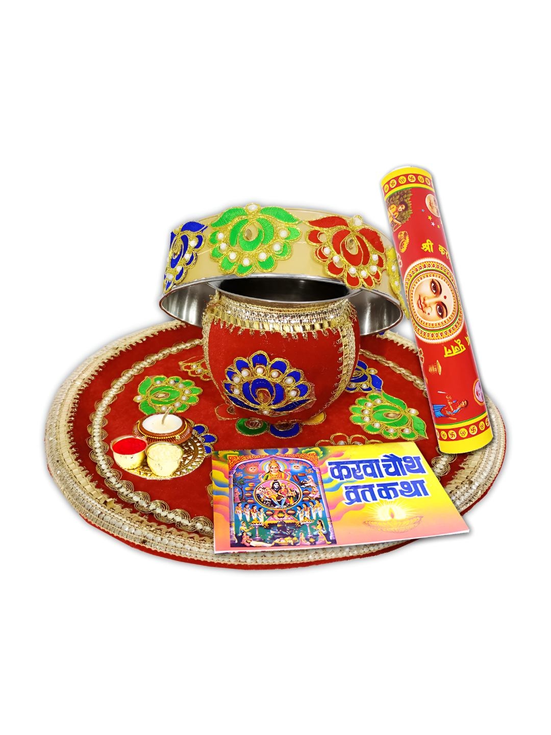 

ME & YOU Red & Yellow Karwa Chauth Puja Thali