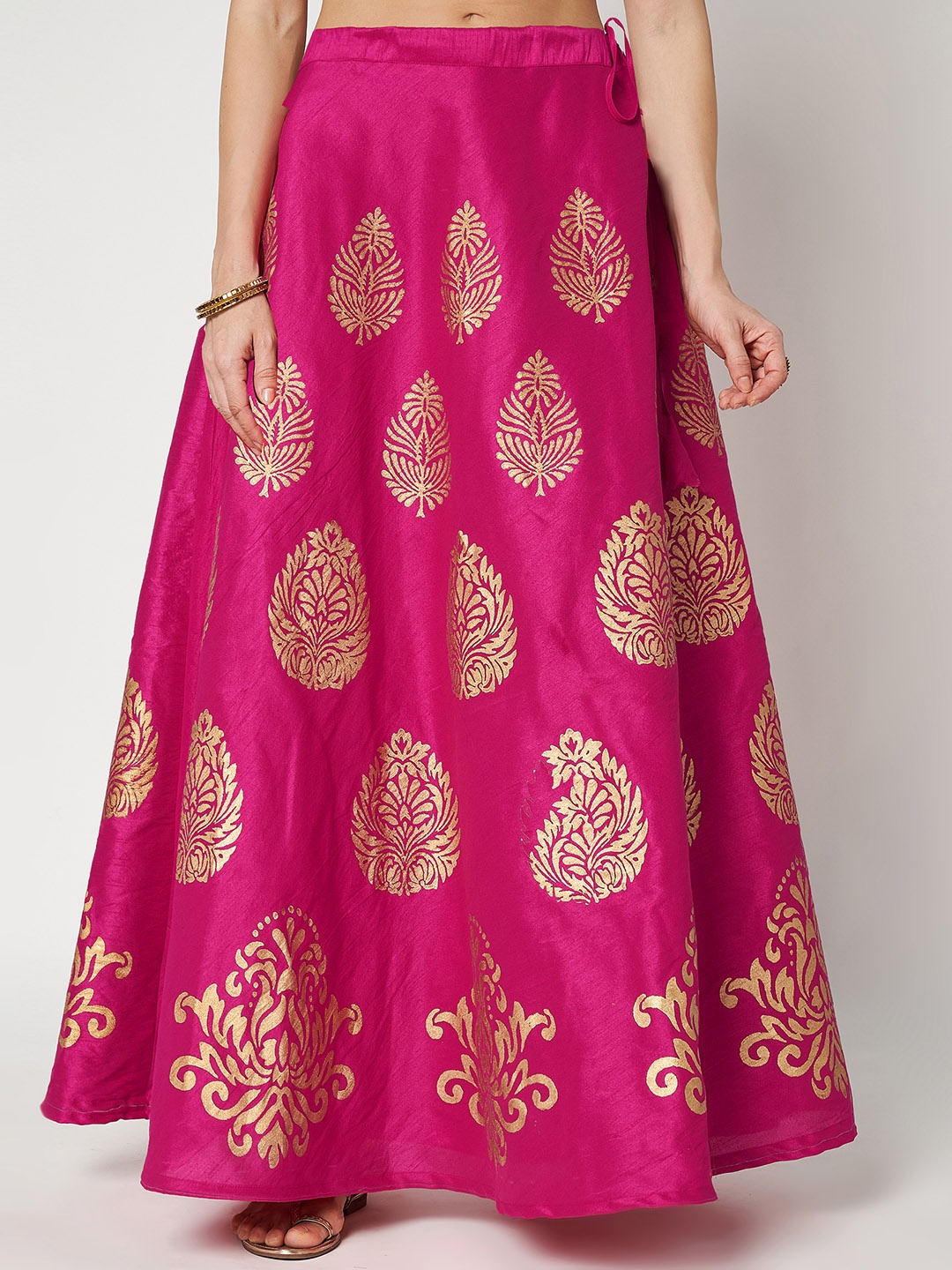 

studio rasa Women Ethnic Motifs Printed Flared Maxi Skirt, Pink