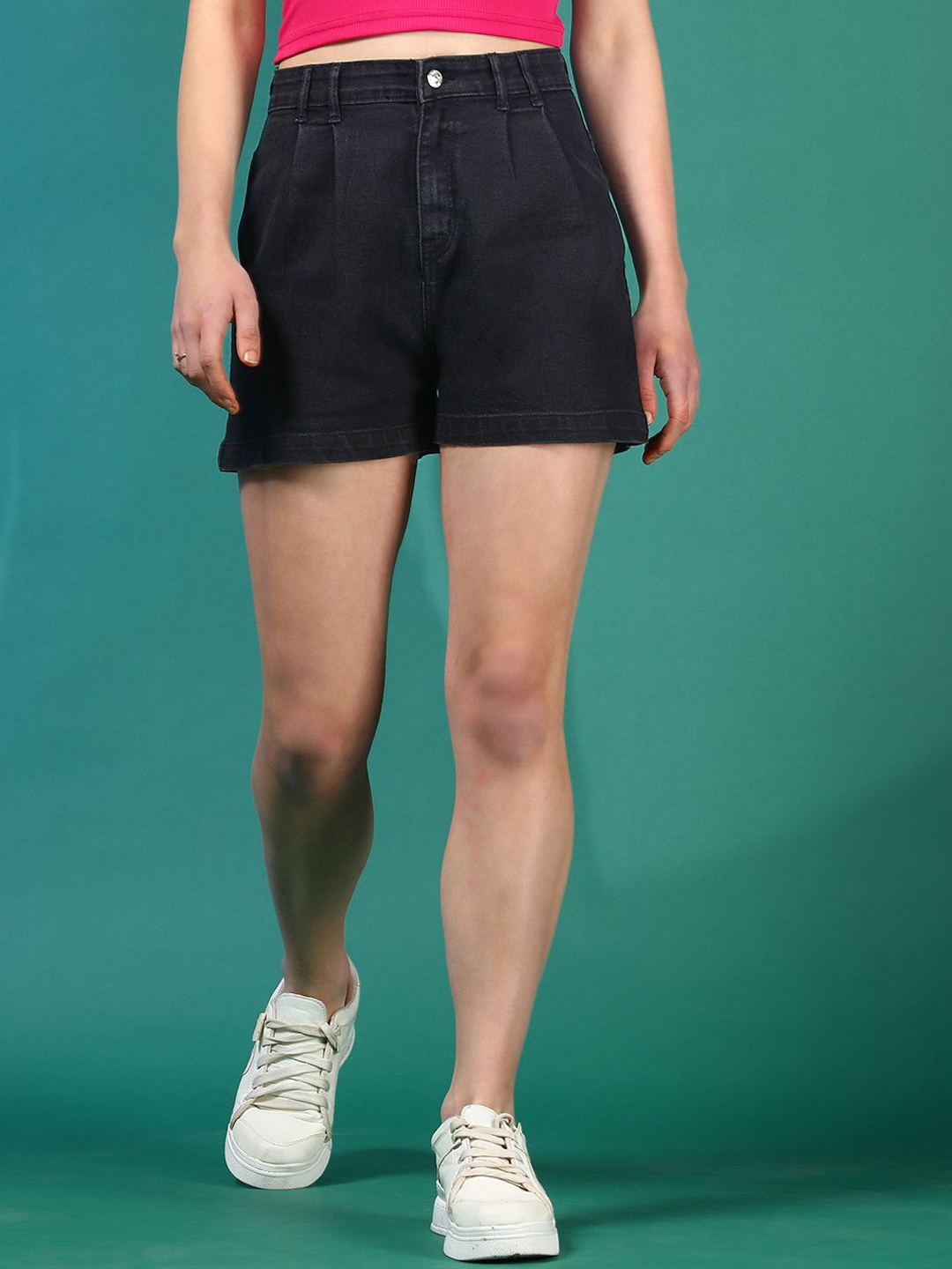 

Kotty Women High-Rise Denim Shorts, Black