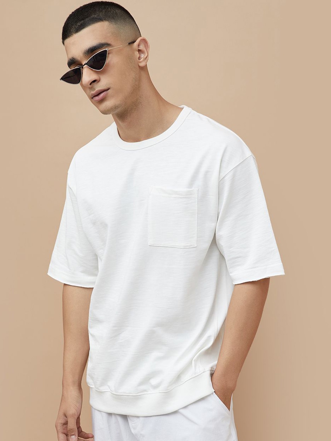 

Forca Men Solid Round Neck Cotton T-shirt, Off white