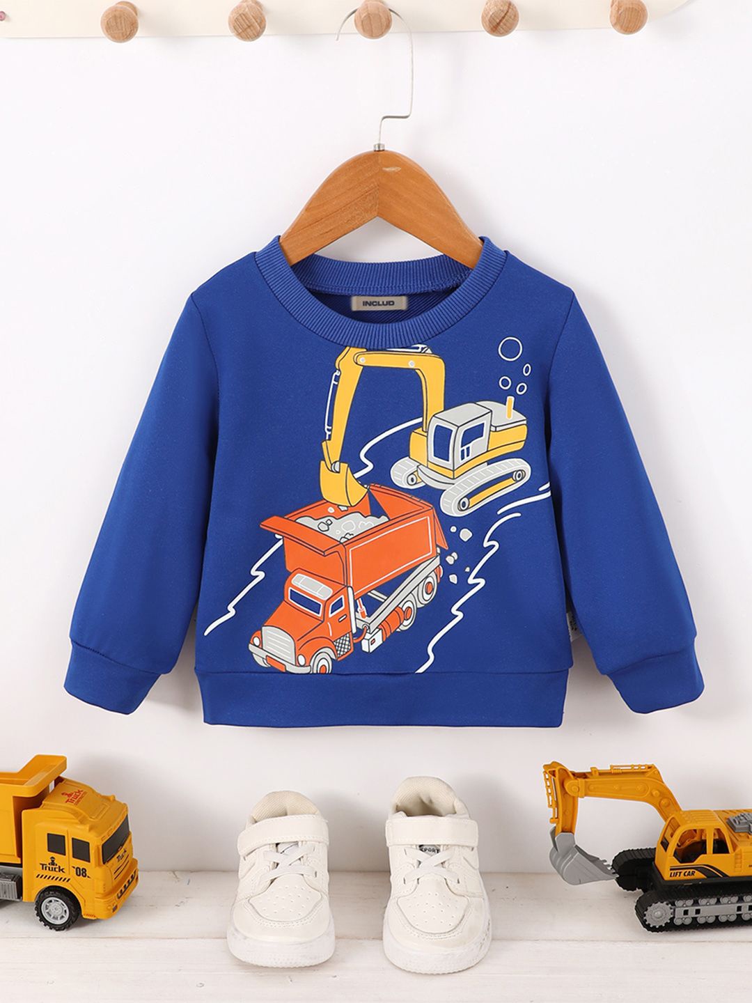 

INCLUD Boys Graphic Printed Round Neck Cotton Pullover Sweatshirt, Blue
