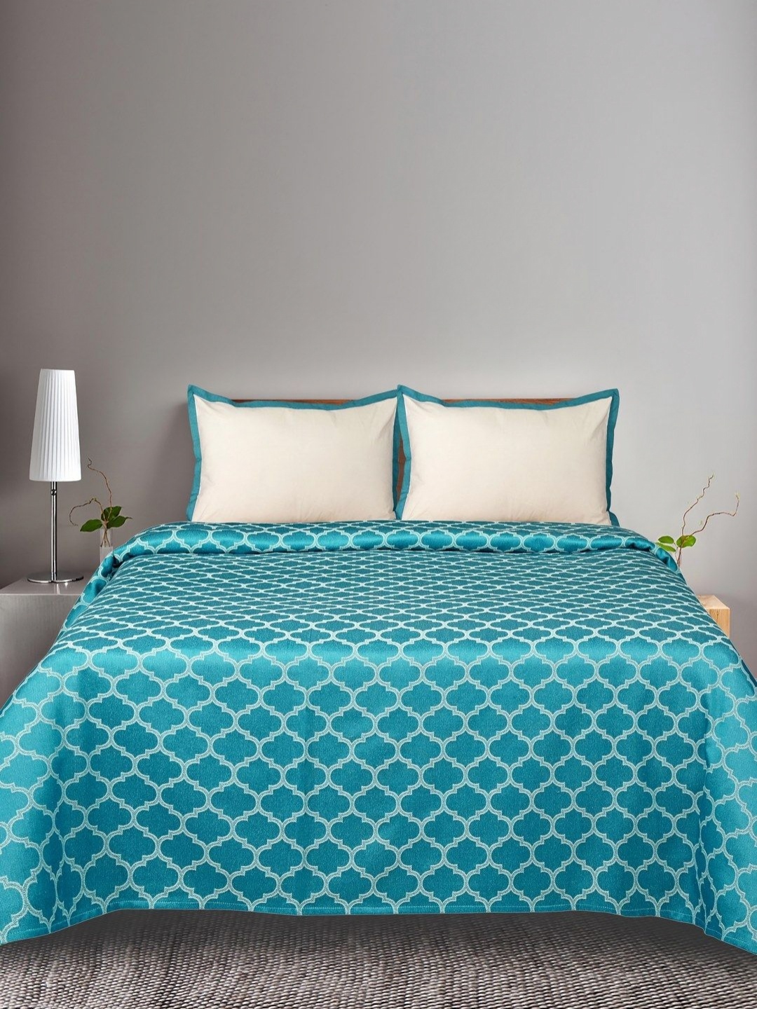 

Saral Home Teal Pure Cotton 400 TC King Bedsheet with 2 Pillow Covers 2.7 x 2.6 Mts