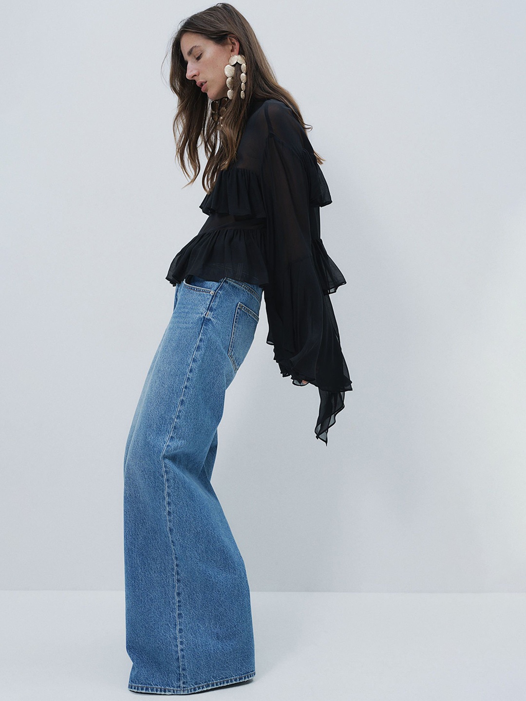 

H&M Women Mid Rise Wide Jeans, Blue