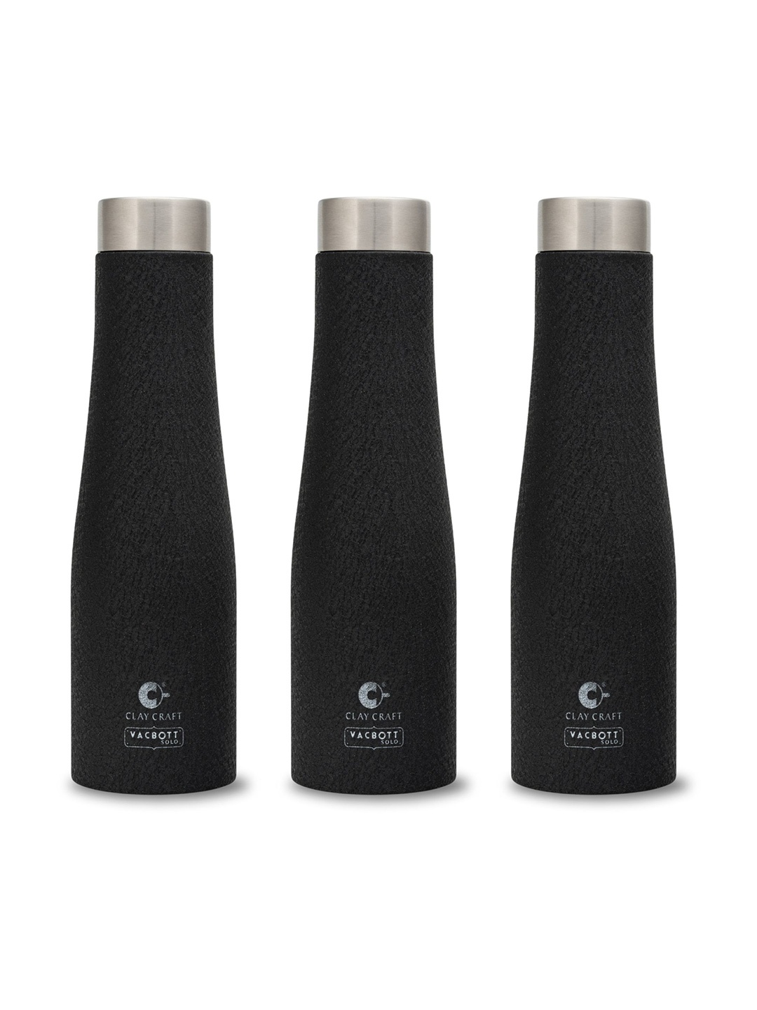 

CLAY CRAFT Vacbott PETRA Black 3 Pieces Stainless Steel Printed Water Bottle 1 l