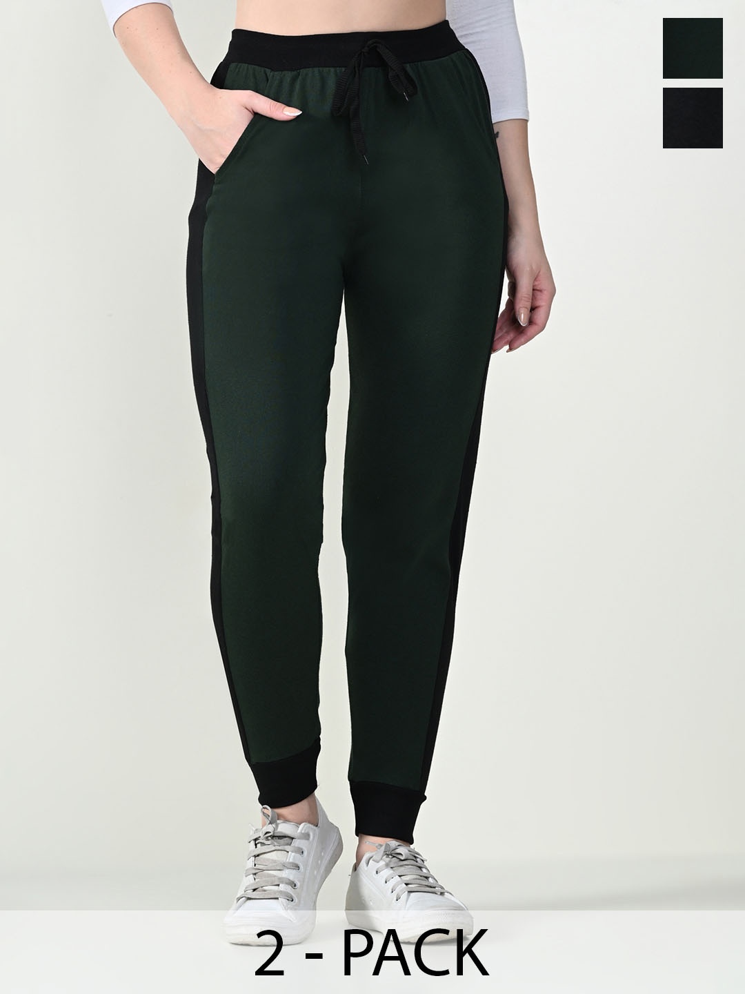 

BAESD Women Pack Of 3 Mid Rise Joggers, Black