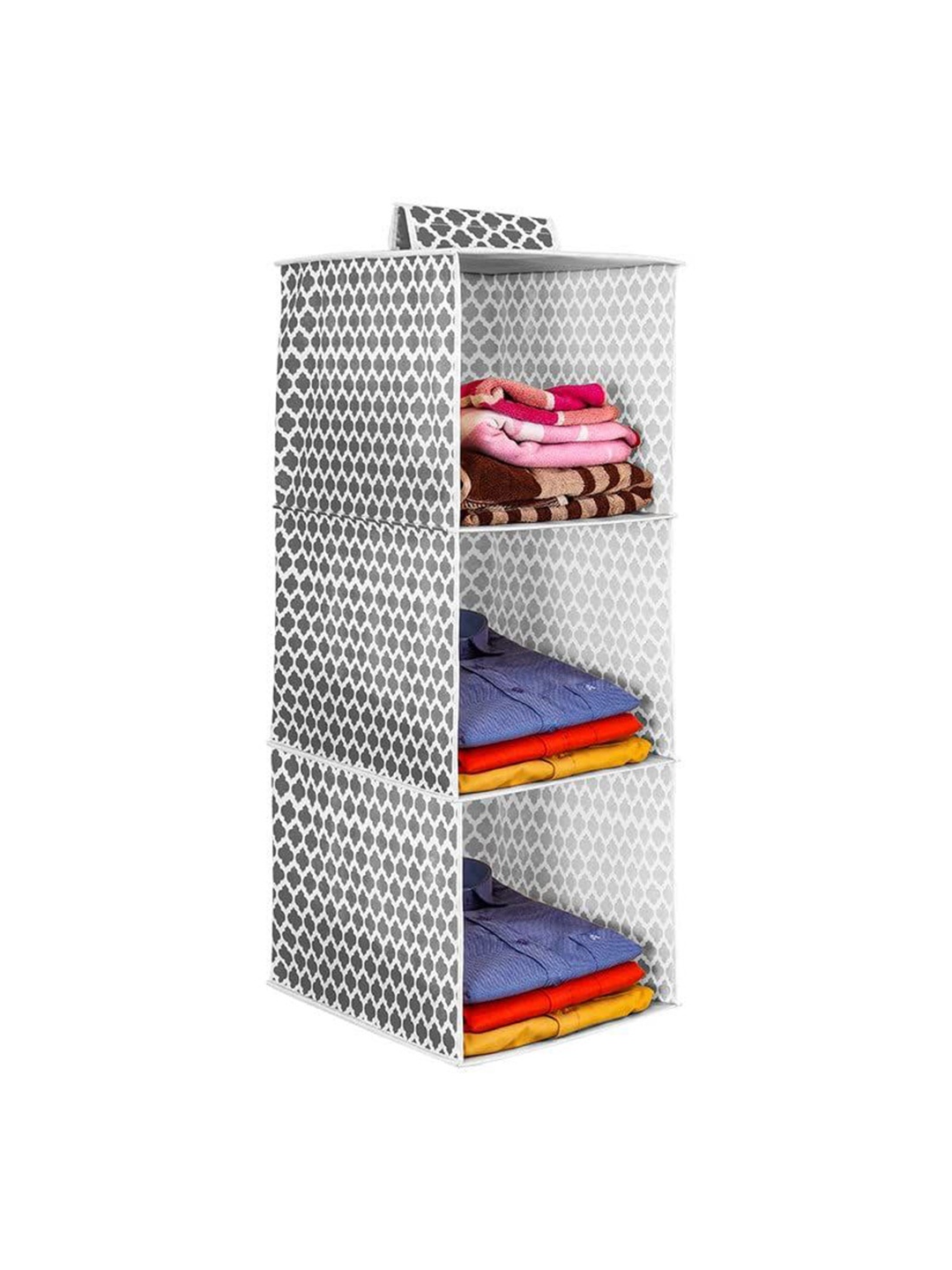 

prettykrafts Grey & White 3-Shelf Reusable Multi-Utility Organisers