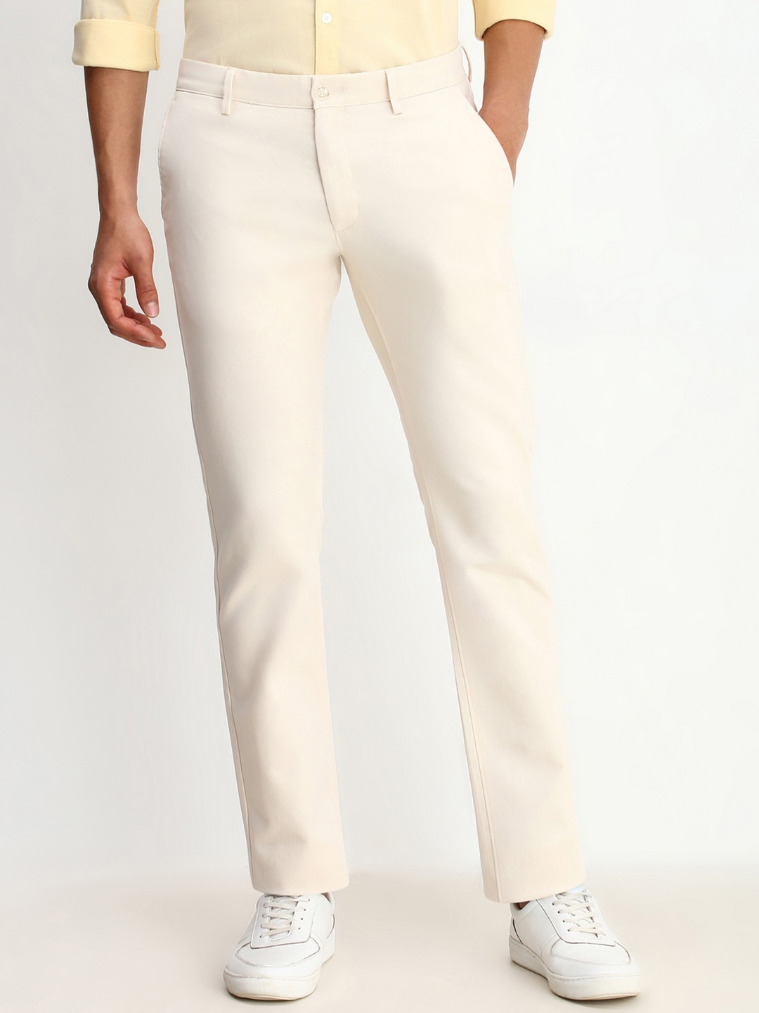 

Allen Solly Men Slim Fit Trousers, Cream